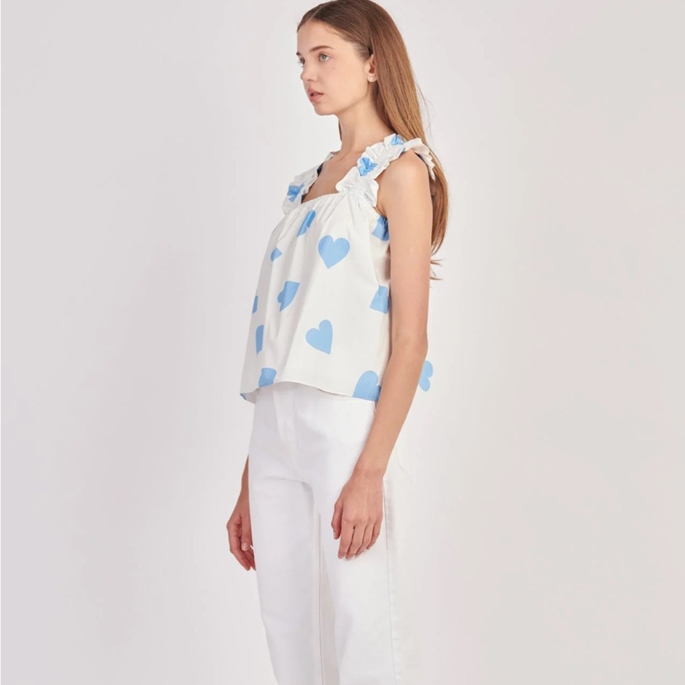 English Factory Heart Shaped Ruffled Strap Top - Picture 4 of 7